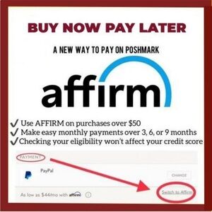 Pay with AFFIRM Pay Pal Buy NOW Pay later